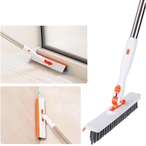53''Grout Cleaner Brush with Long Handle,2 in 1 V-Shape Grout Line Scrubber 180¡ÆAdjustable for Crevice, Tile Line, Shower, Kitchen, Bathroom
