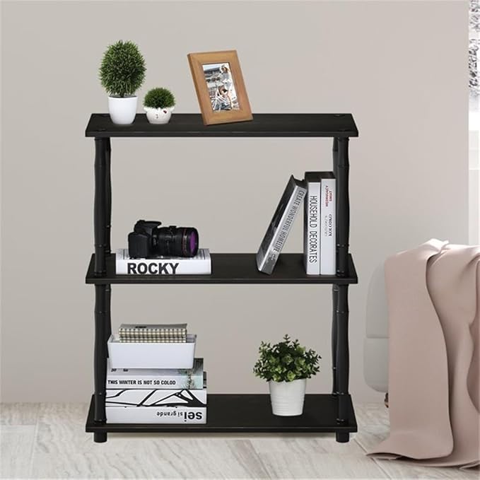 Furinno Turn-N-Tube 3-Tier Compact Multipurpose Shelf Display Rack with Classic Tube, Espresso/Black