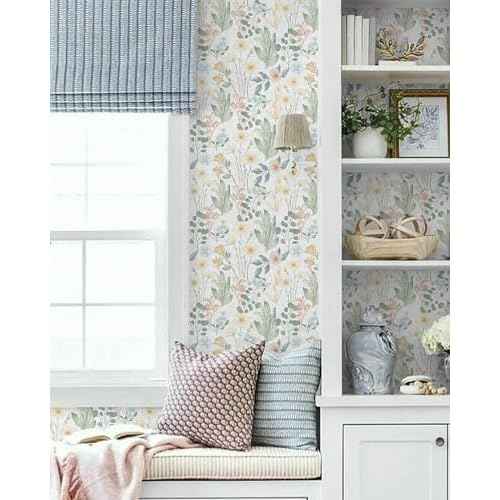 Heroad Floral Wallpaper Peel and Stick Boho Contact Paper Wildflower Botanical Wallpaper Removable Self-Adhesive Floral Contact Paper for Bedroom Bathroom Decoration Thicken Vinyl 17.3'' x 78.7''