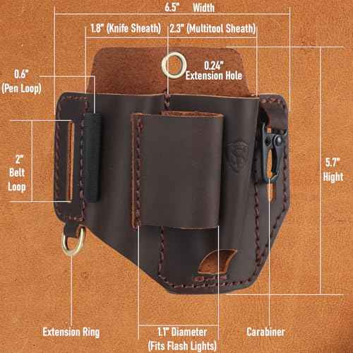 STAR VISTA Armando-1 Full Grain Leather Multitool Sheath,EDC Belt Tool Holster, EDC Multitool Organizer, Heavy-Duty Stitches, Gift for Men, Dark Brown