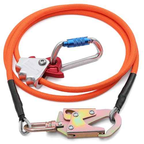 Tree Climbing Flipline Kit - Flip Line1/2 X8ft Tree Climbing Rope with Triple Lock Carabiner Adjuster Steel Swivel Snap for Fall Protection,Climbing Tree Equipment