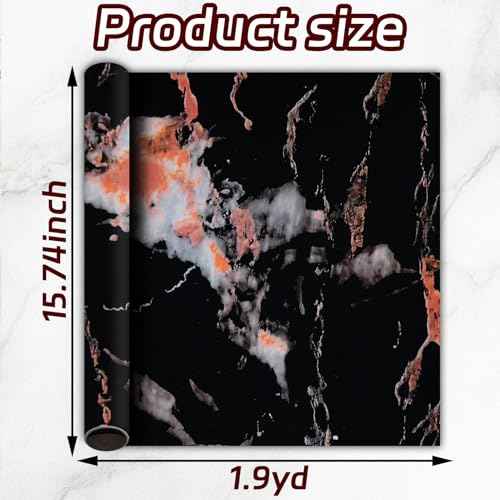 Black White Marble Contact Paper for Countertops, 15.7" X 39.3" Peel and Stick Glossy Marble Granite Wallpaper, Vinyl Self Adhesive Contact Paper for Cabinet Countertop Shelf Kitchen Appliances