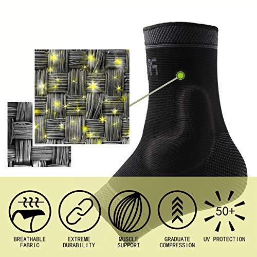 Adjustable Foot Socks, Ankle Brace Compression Support Sleeve with Silicone Gel, Arch Support - Boosts Recovery from Joint Pain, Sprain, Plantar Fasciitis (Black-Large)