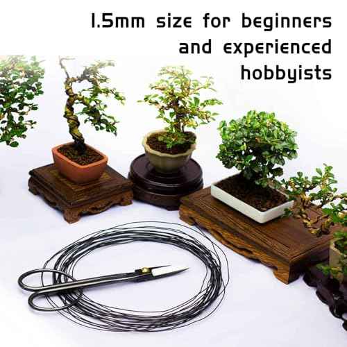 Bonsai Wire 2 Roll Black 1.5mm Aluminum Bonsai Training Wire for Fine Trunk (65 Feet Total)