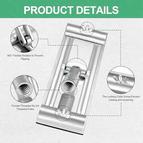 No-Flip Pole Sander Head,Wall Ceiling Sander, for Drywall, Wall and Ceiling with Quick Release Clips and Universal Coarse Thread