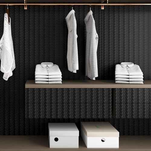 ReWallpaper Black Textured Wallpaper Peel and Stick Modern Embossed Contact Paper for Cabinets Removable Prepasted Wallpaper Roll for Walls Waterproof Bathroom Wall Paper Easy to Apply 17.7in x 6.5ft