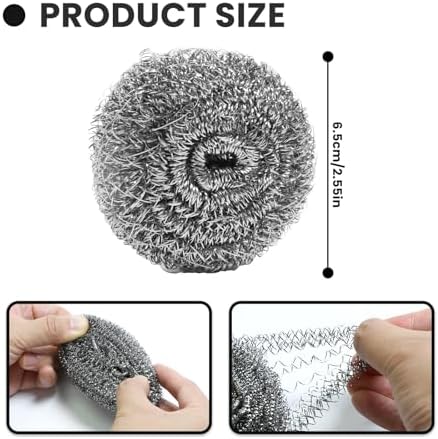 16 Pcs Steel Wool Pads, Stainless Steel Scrubber, Metal Scrubber, Dishwashing Scouring Pads Heavy Duty, Kitchen Scrubbing Sponges for Cleaning Dishes Pots and Pans Bathroom Oven