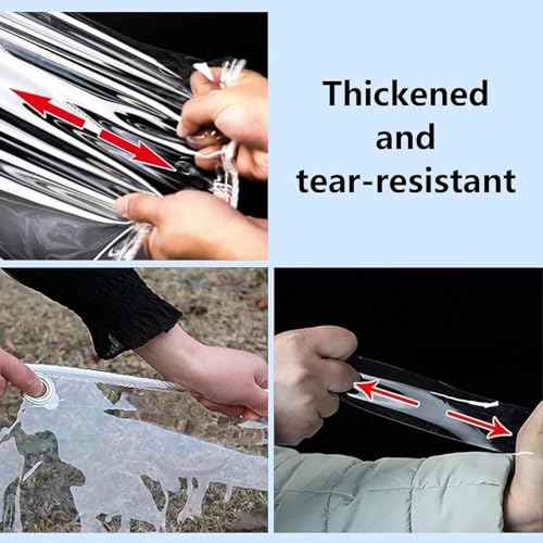 6' X 8' Clear Vinyl Tarp, 14 Mil Clear Tarps Heavy Duty Water Resistant, 400g/m©÷ Thickened Tear Resistant with Metal Grommets, for Patio Porch and Garden Chicken Coop