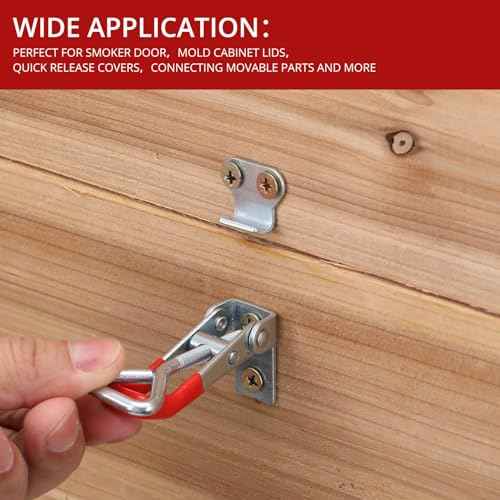 Hicarer 36 Pcs Toggle Latch Clamp Adjustable 330 Lbs Holding Capacity Pull Latch 4001 Heavy Duty Latch Lock Metal Door Latches Sturdy Latches Hardware for Smoker Lid Tool Box(Red, No Lock Hole)