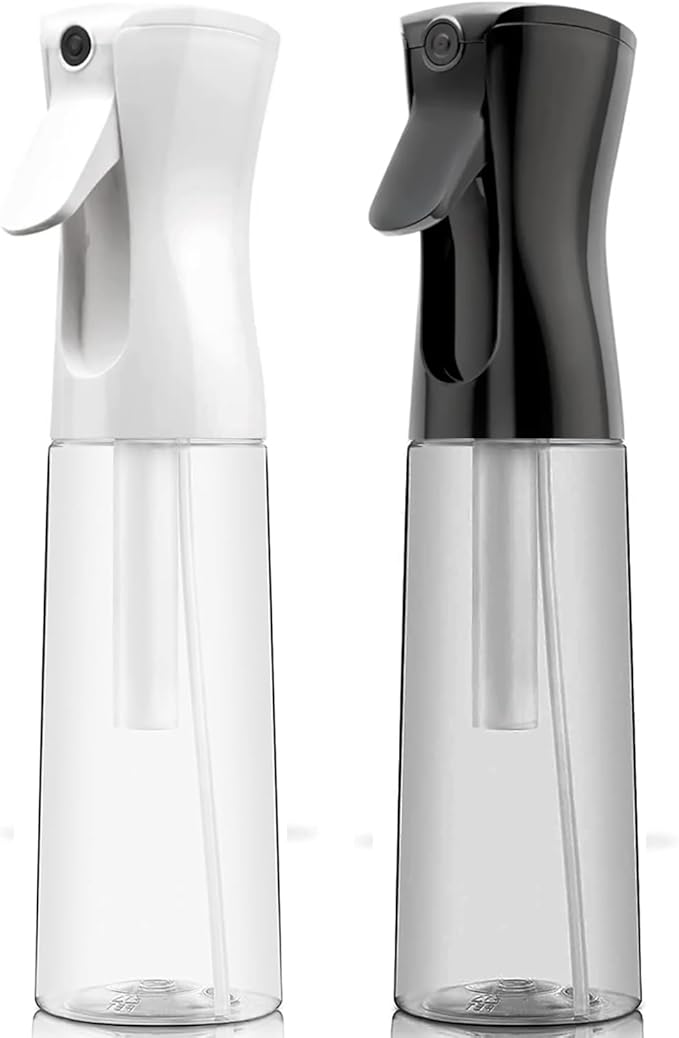 ELEMSY Spray Bottle For Hair (2 Pack 10 OZ) Continuous Mister Empty Spray Bottles, Ultra Fine Mist Water Sprayer for Hairstyling, Cleaning, Plants, Pets, Barbers, Salons, Essential Oil Scents