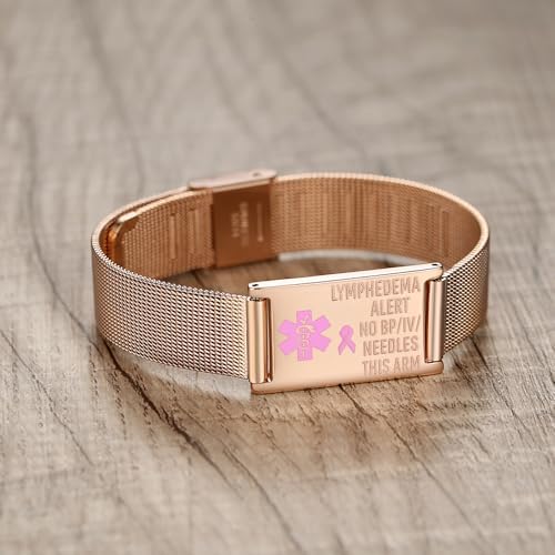 LinnaLove Lymphedema Alert Bracelets no bp/iv/needles this arm Stainless Steel Medical id Bracelets for Women