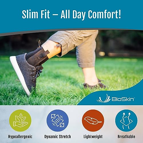 BioSkin Ankle Compression Brace with Gel Insert - Sprained Ankle, Post Injury Support Brace for Women and Men, Swollen Feet Relief, HSA or FSA Eligible (XSmall, Small)