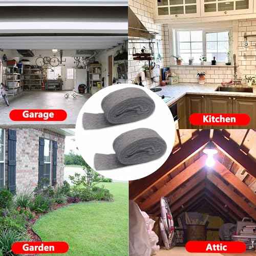 32FT Steel Wool Roll, antfees Steel Wool Fill Fabric Roll, Coarse Wire Wool Hardware Cloth DIY Kit, Gap Blocker for Holes Wall Cracks Vents in Garden House Garage (2 Rolls)
