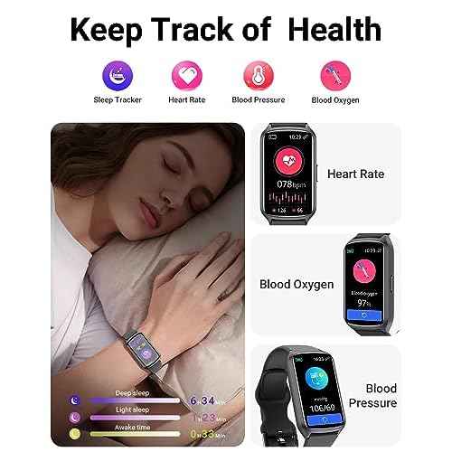 Health Fitness Tracker with 24/7 Heart Rate, Blood Oxygen, Blood Pressure, Sleep Tracker, 5ATM Waterproof Activity Trackers with Step Tracker, Pedometer (S & L Bands Included)
