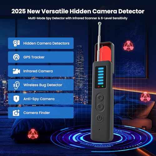 Hidden Camera Detectors - 2025 Advanced Camera Detector, Hidden Device GPS Detector, Bug Detector, Camera Detector for Hotels, Travel, Office, 5 Levels Sensitivity (Black)