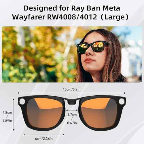 HiBloks 4Pcs Polarized Clip Compatible with Ray-Ban Meta Wayfarer & Gen 2 (RW4008/RW4012 Large), Color Changing Clip Set for Rayban Meta Gen 2 Smart Glasses Discoloration Clip (Gray+Pink+Blue+Orange)