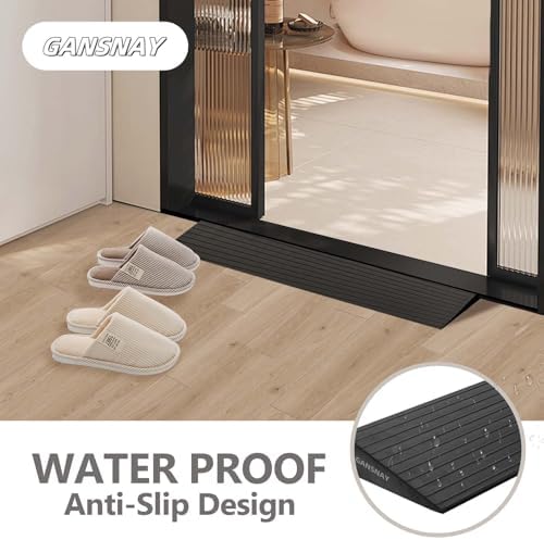 Threshold Ramp for Doorways 1.2" Rise- Odorless Indoor Entry Ramp- Non-Slip& Cuttable Handicap Ramp for Wheelchairs, Robot Vacuum Cleaners, Scooters, Strollers- Black- 1.2″Rise (31.5″×7.1″)