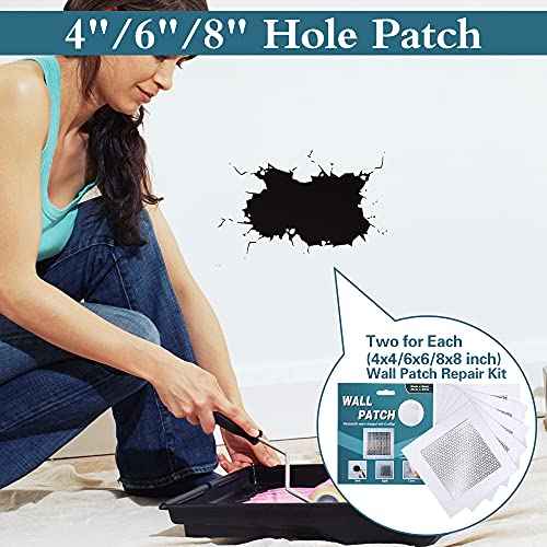4" 6" 8" (Two of Each) Wall Repair Patch, Plasterboard Patch, Safe Mend Plaster Repair Kit, Safemend Drywall Repair Adhesive, Filler for Walls Ceiling Hole, Self Adhesive Aluminum Mesh Wall Repair