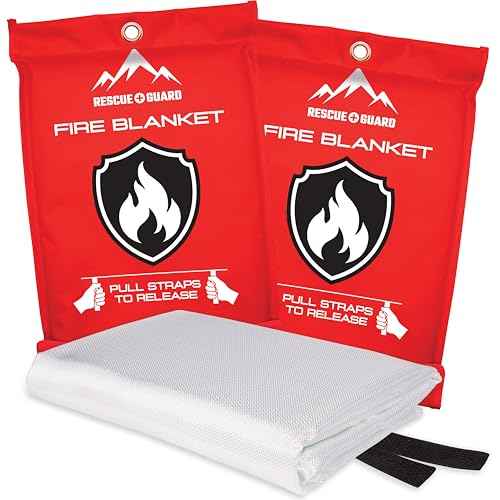 Emergency Fire Blanket - 2-Pack 40¡±x40¡± Stay Prepared With Our Fireproof Blanket Extinguish Flames for Your Home Kitchen - Be a hero with first house must haves along with Extinguisher - Home Safety