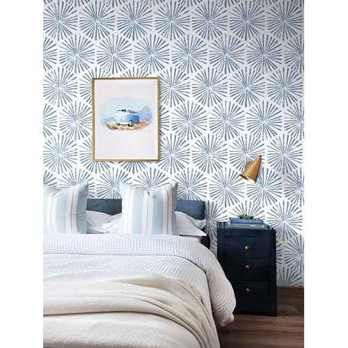 Guvana 17.3''¡¿118'' Peel and Stick Wallpaper Blue and White Wallpaper Modern Geometric Contact Paper for Bathroom Bedroom Striped Self-Adhesive Wall Paper for Cabinets Drawer