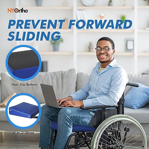 NYOrtho Wheelchair Gel Seat Cushions - Wedge - Shaped Ge l- Foam Cushion Wheelchairs -Office Chairs - Car Seats - More - Firm Foam Quick Release Straps Non - Slip Bottom - Made in USA