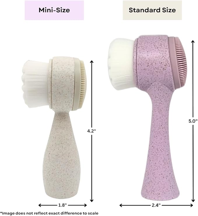 Lindo Eco Clean Face Brush, 2-in-1 Facial Cleanser, Dual-Sided Manual Exfoliating Brush, Handle Made of Natural Plant Fibers, Vegan, for Deep Cleansing & Gentle Exfoliation