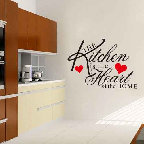 The Kitchen is The Heart of The Home Red Heart Wall Decal Sticker Art Mural Home D?cor Quote DIY