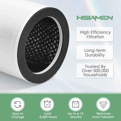 AP-T100FL Filter Replacement Compatible with HoMedics AP-T100 AP-T95 Smart Air Purifier, 3-in-1 True HEPA Activated Carbon Filter, 2-Pack
