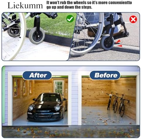 LIEKUMM 3/4" Rise Rubber Threshold Ramp – 1500 lbs Load Capacity Non-Slip Ramp for Doorways, Cuttable Rubber Ramp with Adhesive, Indoor Outdoor Wheelchair Curb Ramp