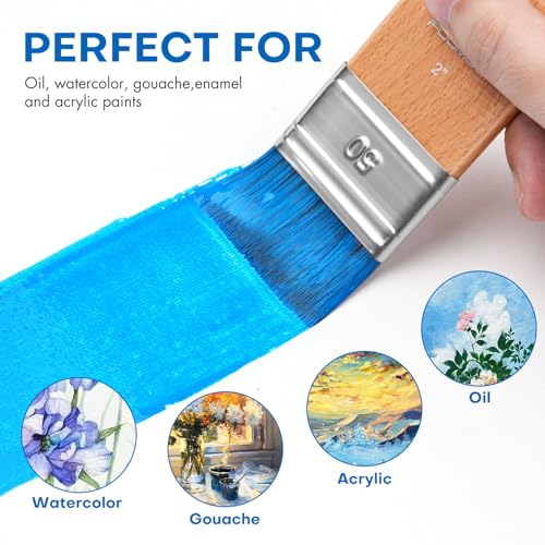 Fuumuui Flat Paddle Paint Brush, Scale Brush, Large Paintbrush, Wide Flat Brush with Short Handle for Oil and Acrylic Paints - 3 Inch