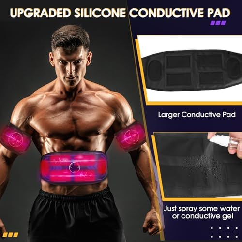 Abs Stimulator, Ab Stimulator Muscle Toner, Ab Toning Belt Fitness Training for Abdomen, Muscle Machine Workout Equipment for Home, TENS & EMS Modes