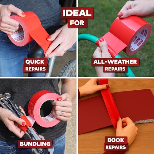 XFasten Super Strong Duct Tape 2 Inches x 50 Yards (Red, 2-Inch by 50-Yards)