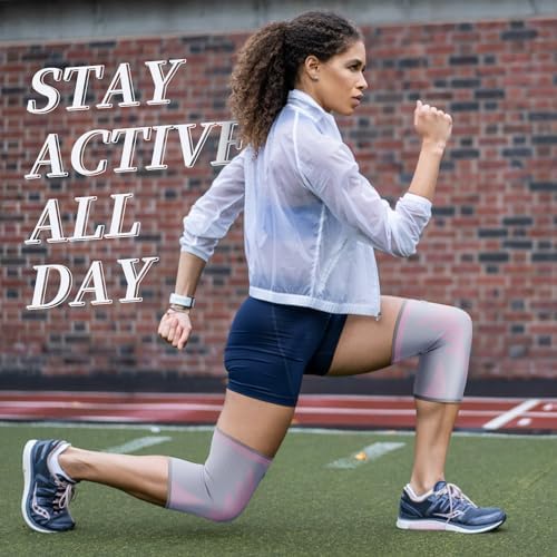 Sports Slim Knee Braces for Women - No-Slip Knee Compression Sleeve for Dance, Yoga, Knee Support for Knee Pain, Joint Pain Relief(Crystal Rose, XL, 2 Pack)