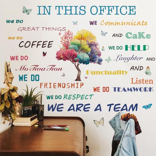 Runtoo Office Inspirational Quotes Wall Art Decals for Work Positive Sayings Peel and Stick Tree Wall Stickers Motivational Teamwork Company Decor
