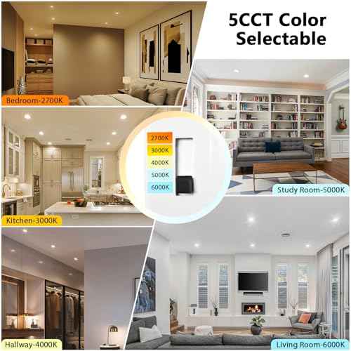 LVWIT 4 Inch LED Recessed Lights, LED Can Lights, Color Selectable 2700/3000/4000/5000/6000K 5CCT, 7W 700LM, Dimmable Recessed Lighting with E26 Conversion Kit, Retrofit Recessed Light, 12 Pack