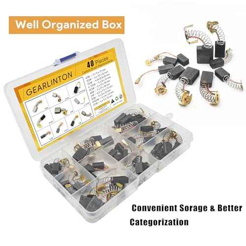 Electric Motor Carbon Brushes for Power Tools Repair Maintenance, Set of 40 PCS in 10 Different Sizes for Angle Grinders, Electric Hammer Drills, Circular Saws