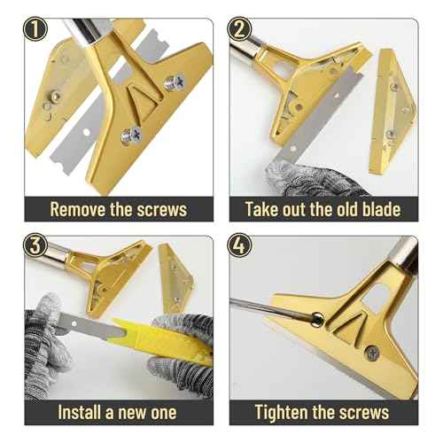 Bates- Razor Blade Scraper Tool, 4 Inch, Floor Razor Scraper Tool with 20 Extra Carbon Steel Blades and a Pair of Safety Gloves