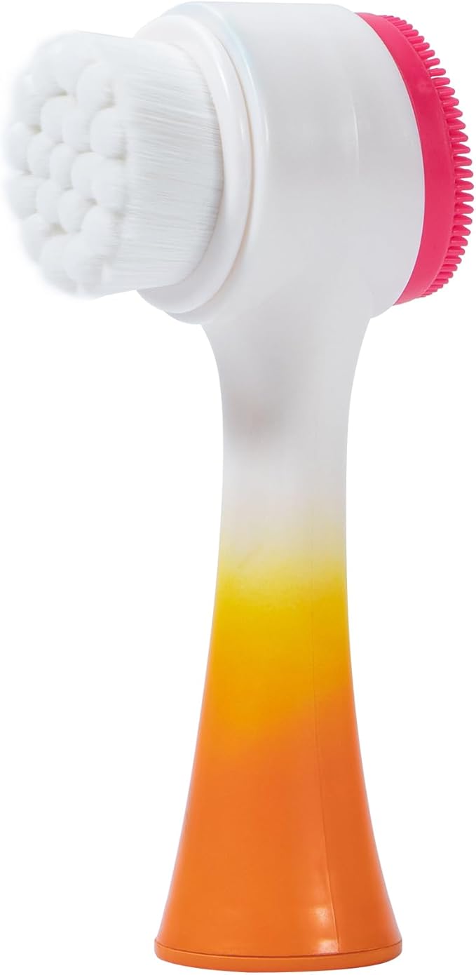 Face Brush 2 in 1, Silicone Facial Cleansing Exfoliating Brush Soft Bristles Pore Deep Cleansing Manual Dual Face Wash Scrub Brush For Massaging, Makeup Skincare Removal, Gradient White