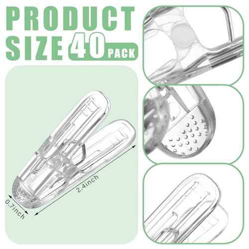 LemonRoad 40 Pack Balloon Arch Clips Plastic Spring Clamps 2.4 Inch Heavy Duty Clip for Balloon Arch Kit Birthday Decoration Crafts Backdrop Woodworking Photography Studios (Transparent)