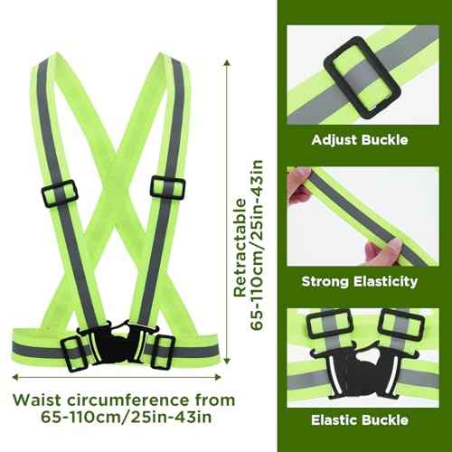 cobee 20 Pcs High Visibility Reflective Vests, Adjustable Safety Vests with Quick Release Buckle Bright Yellow Reflector for Running Cycling Construction