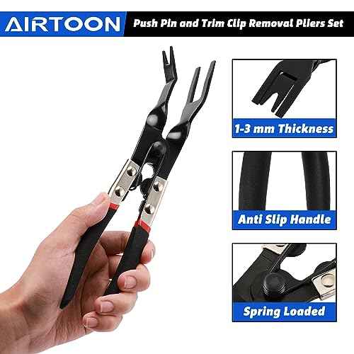 AIRTOON 3-Piece Push Pin Removal Tool Set, Panel Clip Pliers, 30 & 80 Push Pin Pliers, Easily Removes Plastic Fasteners, Rivets and Car Door Panel Trim Clip