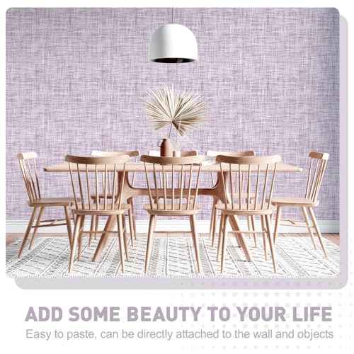 Purple Grasscloth Wallpaper Peel and Stick Wallpaper Texture Contact Paper 17.3"x120" Vintage Wallpaper Removable Waterproof Wall Paper for Room Walls Cabinets Furniture Drawers Desk