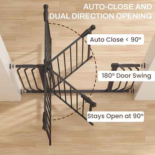 ELEVON Baby Gate for Stairs Doorways, Safety Pet Gate with Auto-Close/Hold-Open Features, Fits Openings 29.1¡± to 43.3¡±, 36¡± Tall, Easy Pressure Mounted Walk Through Baby Dog Gate, Graphite