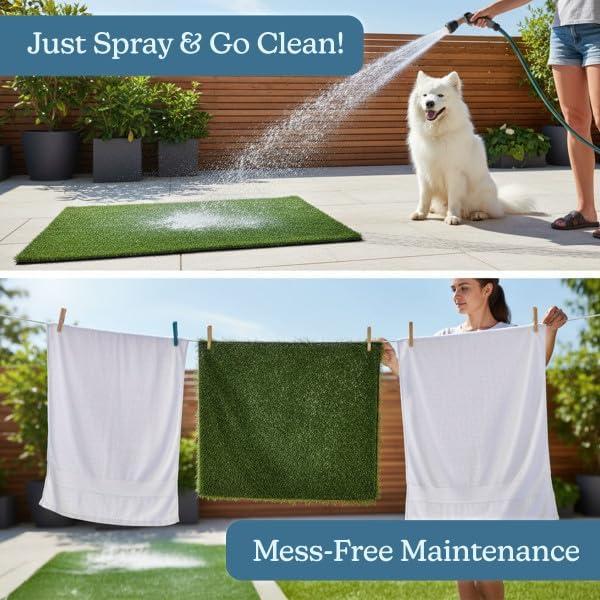 Artificial Grass Puppy Pee Pad for Dogs and Small Pets - Set of Three 35.5X23.5 Inch, Reusable 4-Layer Turf Pads for Dogs - Indoor and Outdoor Fake Grass Potty Pet Supplies by PETMAKER