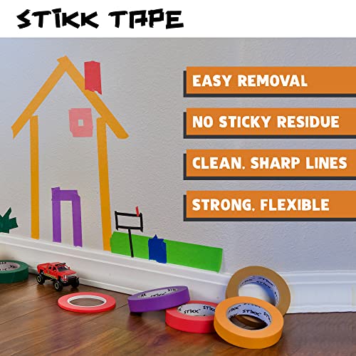 STIKK Painters Tape - 3pk Orange Painter Tape - 1/4 inch x 60 Yards - Paint Tape for Painting, Edges, Trim, Ceilings - Masking Tape for DIY Paint Projects - Residue-Free Painting Tape