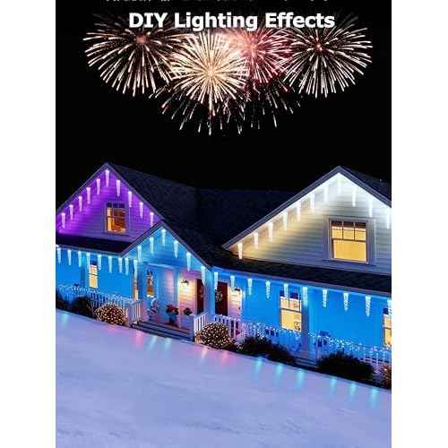 Smart Christmas Icicle Lights for Outside, 33FT 20 Tubes RGBW LED Icicle Christmas Lights Outdoor, App Remote Controlled DIY Dynamic Effects and 50+ Scenes for House Roof Decorations