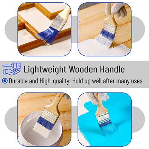 Bates 4 Pack Wood Handle Professional Wall Paint Brush Set - Trim & Sash Brushes