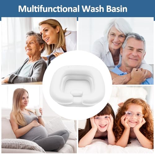 Inflatable Shampoo Basin, Portable Hair Washing Bowl for Bedridden, Disabled, Injured, Elderly, Shampoo Bowl for Dreadlocks and Home Hair Washing Sink (White)