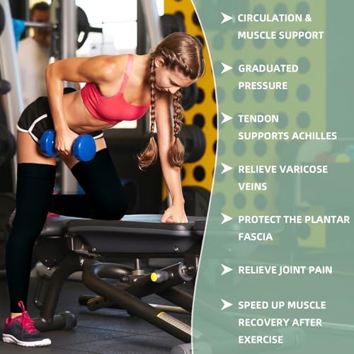 Compression Stockings for Women & Men, 15-20 mmHg Thigh High Compression Socks Graduated Compression for Edema Varicose Veins, Running, Hiking, Cycling, Travel, (Footless)