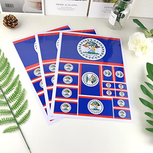 QQSD Belize Flag Sticker Belizean Decal in Multiple Sizes, 3 Pack, 11.7 x 8.3 Inches